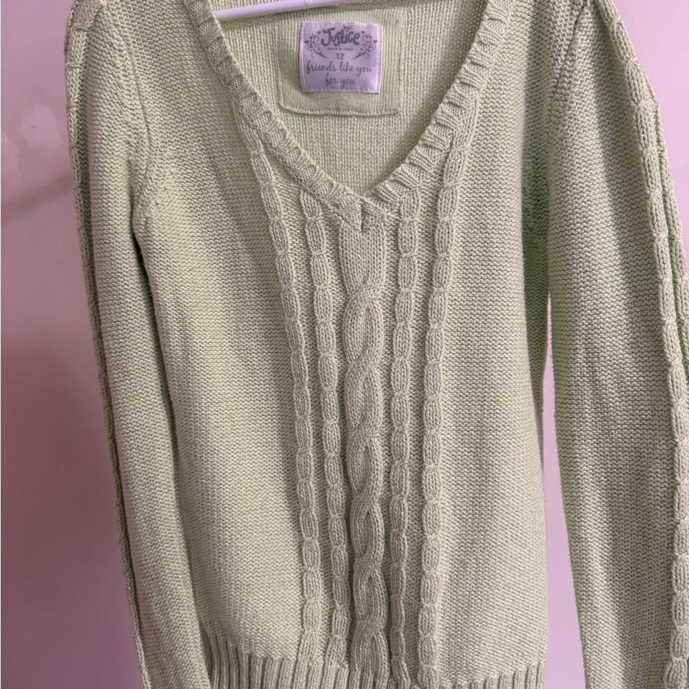 Justice V-Neck Cable-knit Sweater